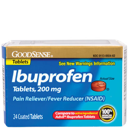 GoodSense Ibuprofen Tablets 200 mg, Pain Reliever and Fever Reducer, 24 Count
