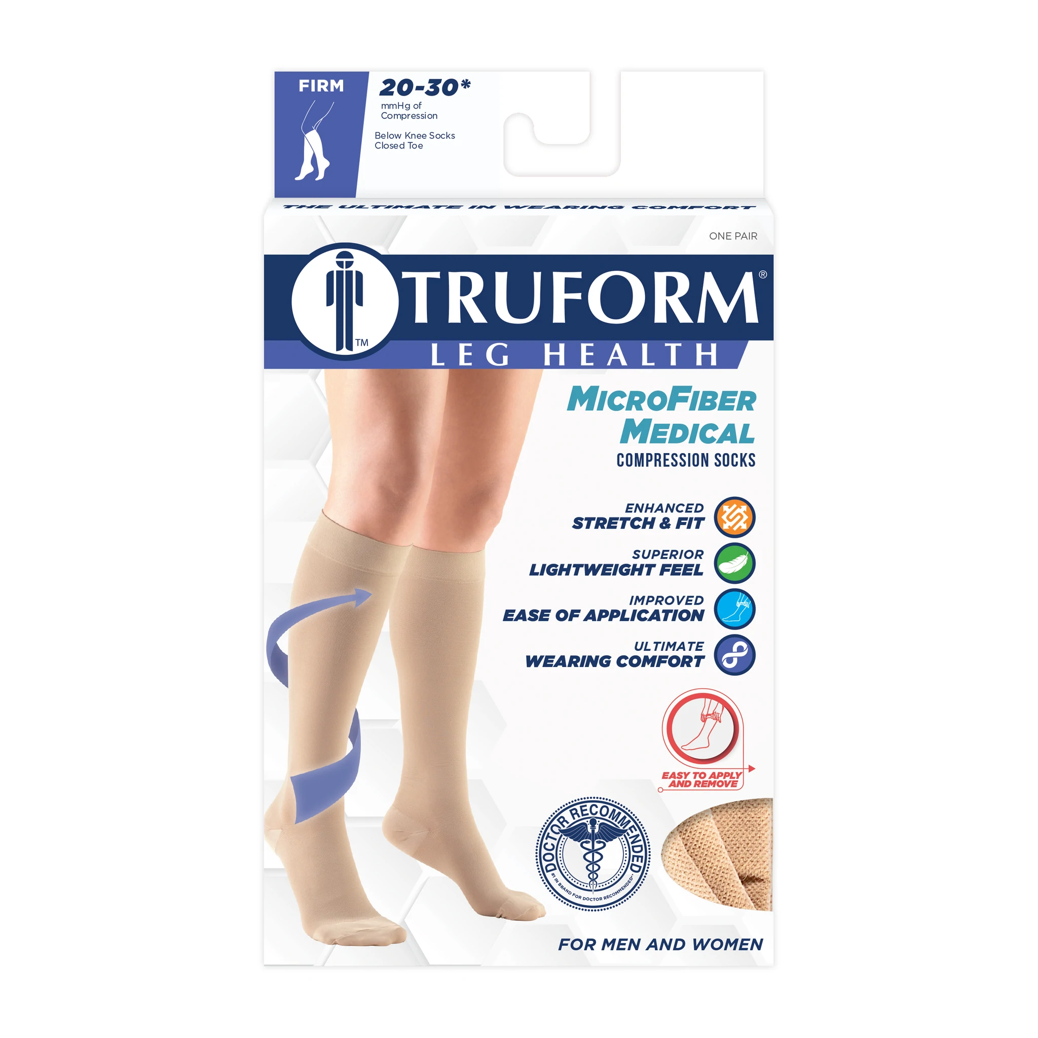 Truform Stocking, Below Knee Closed Toe Style, 3X-Large, Beige