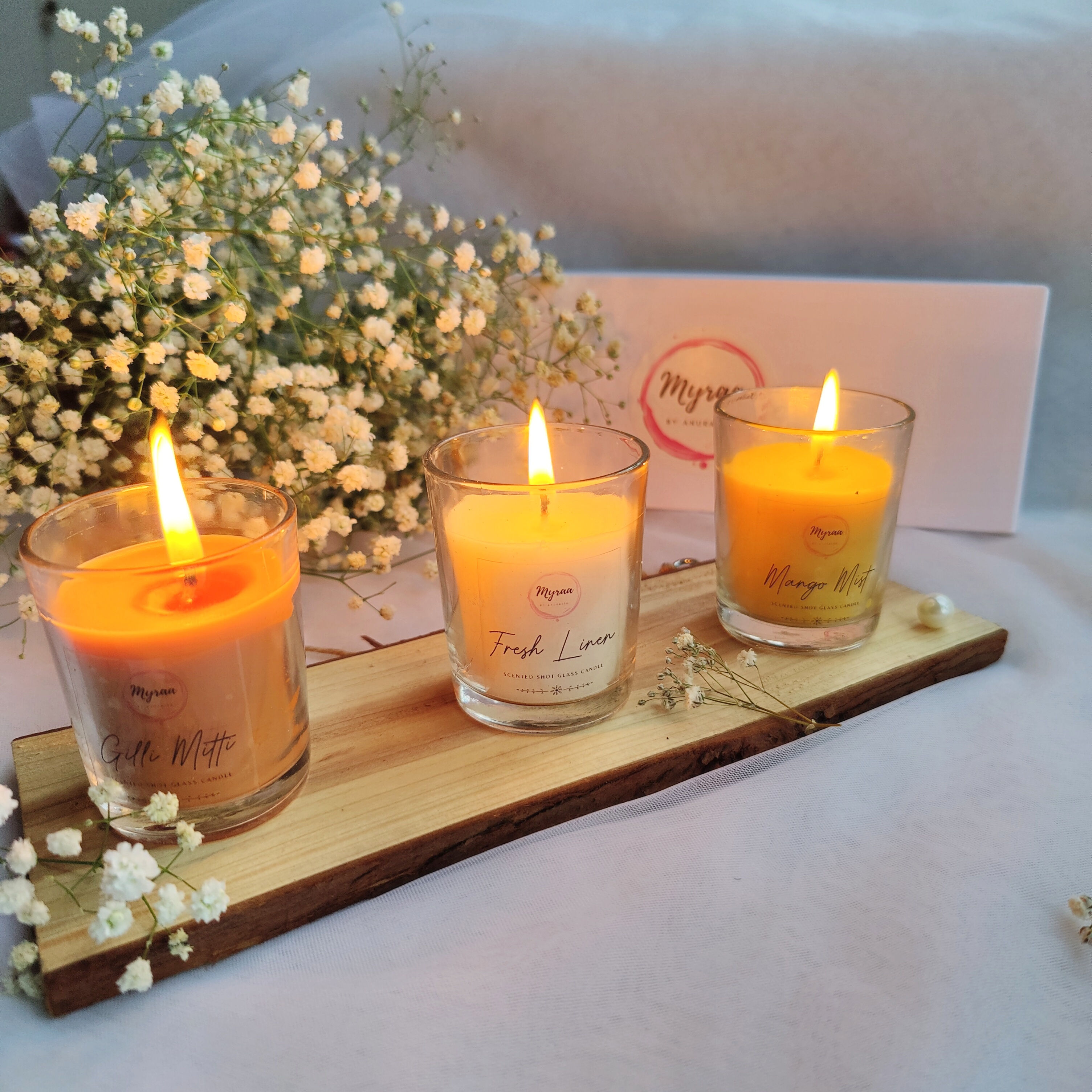 Monsoon Scented Shot Glass Candles (Pack of 3)