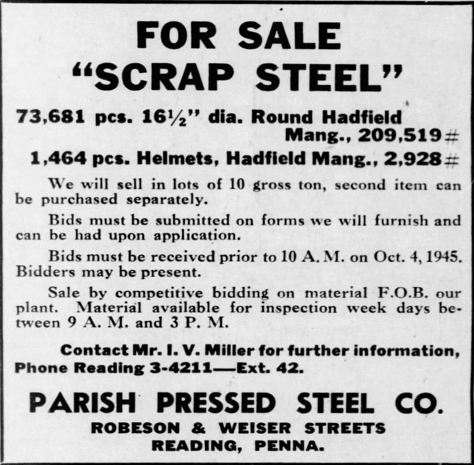 Parish-Reading WW2 Helmets