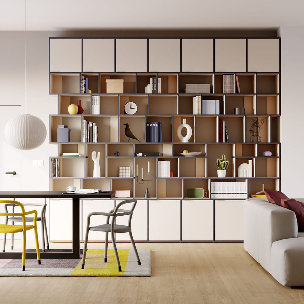 Wooden wall storage with table and chairs