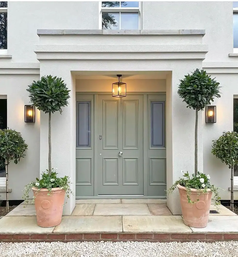 Front porch extension with plants