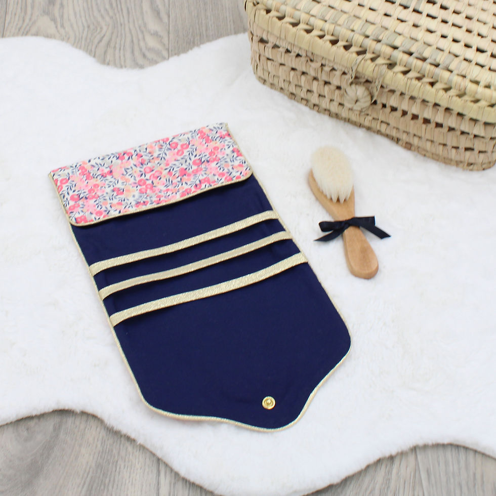 Miniature : Pochette à barrettes - Wiltshire pêche -