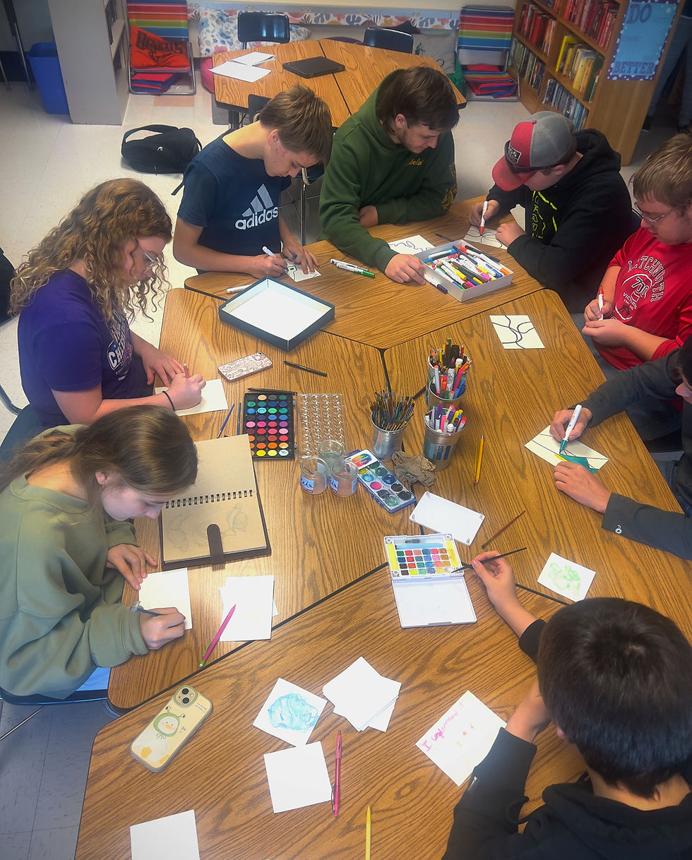 10th Grade students collaborating during a Dear Evan Hansen residency in 2024