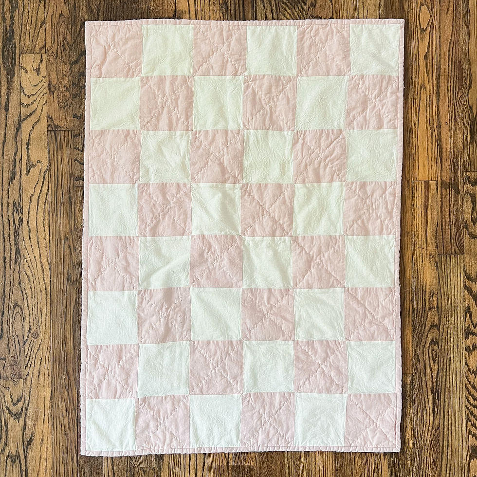 Thumbnail: Checkerboard Baby Quilt | Rose and Cream