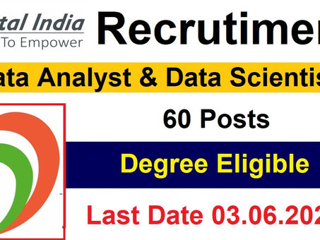 Digital India Recruitment 2023 | 60 Data Analyst, Data Scientist Posts | Central Government Jobs