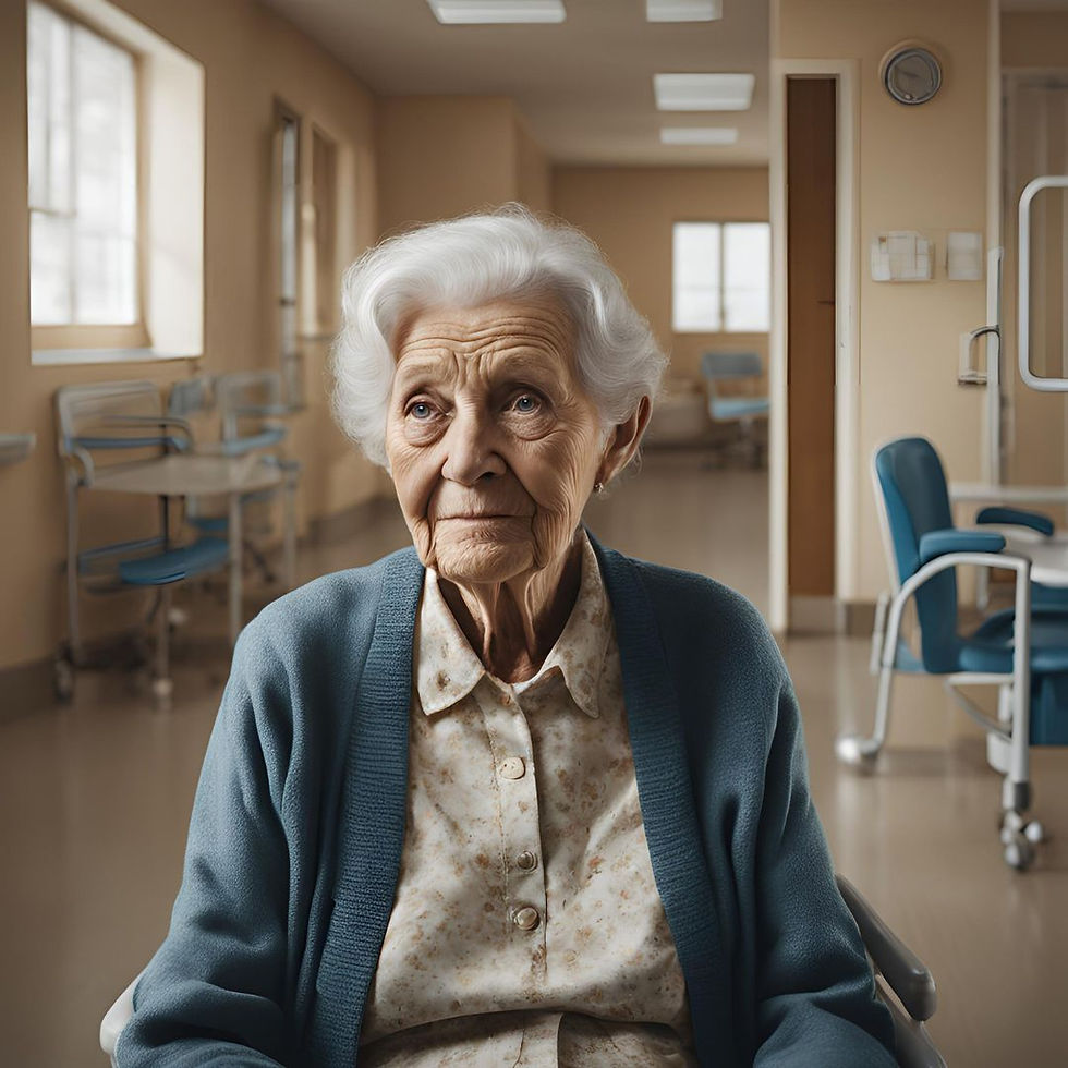 An elderly person in a care facility