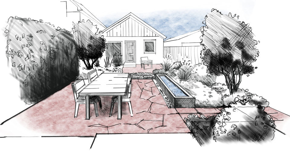 Concept rendering of a custom residential landscape design for a small Colorado yard
