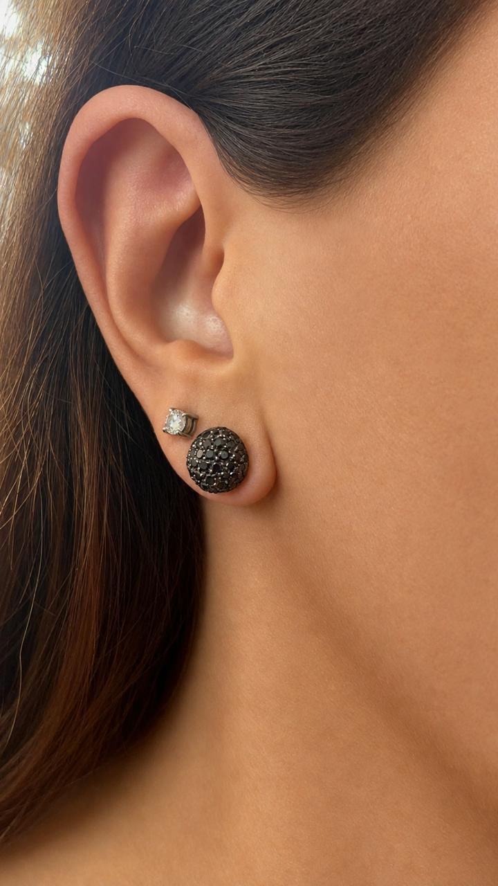 h.stern brincos pedras roladas diamantes brilhantes negros