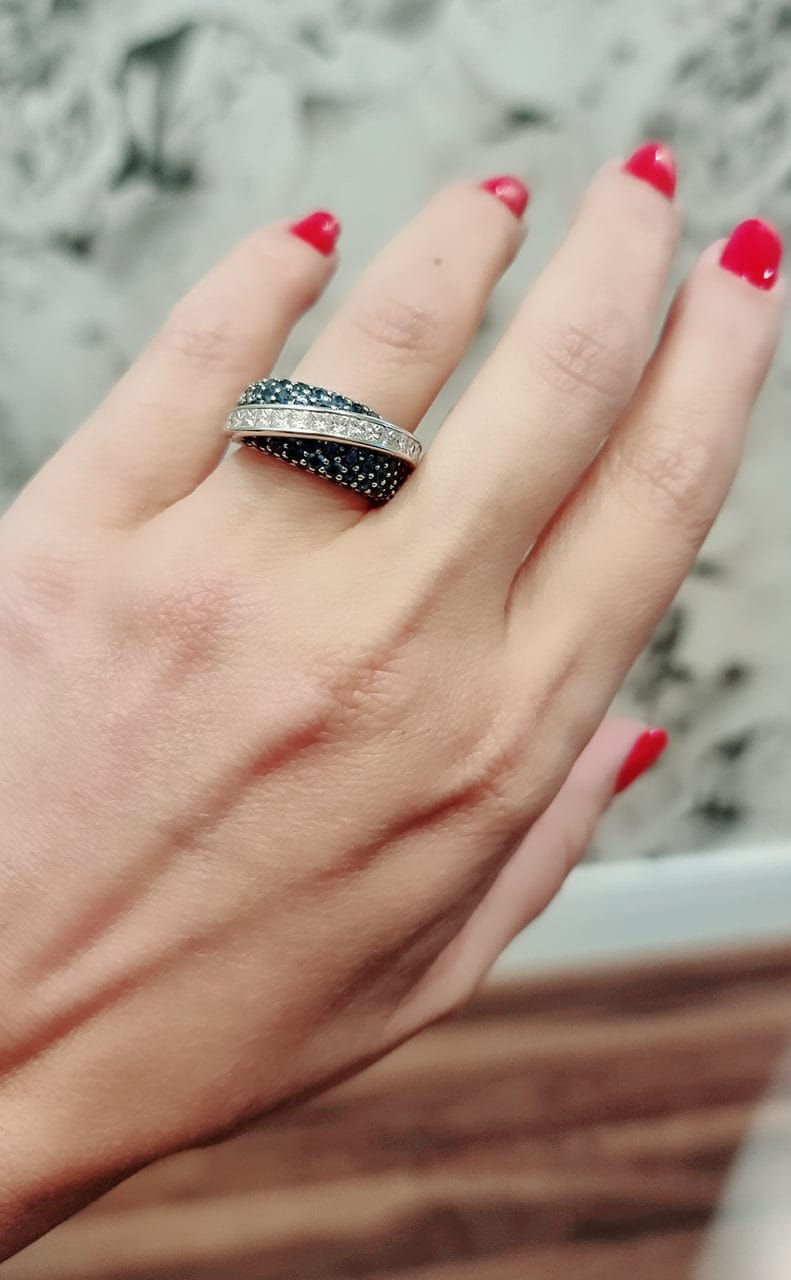 anel safira diamantes moderno ouro branco