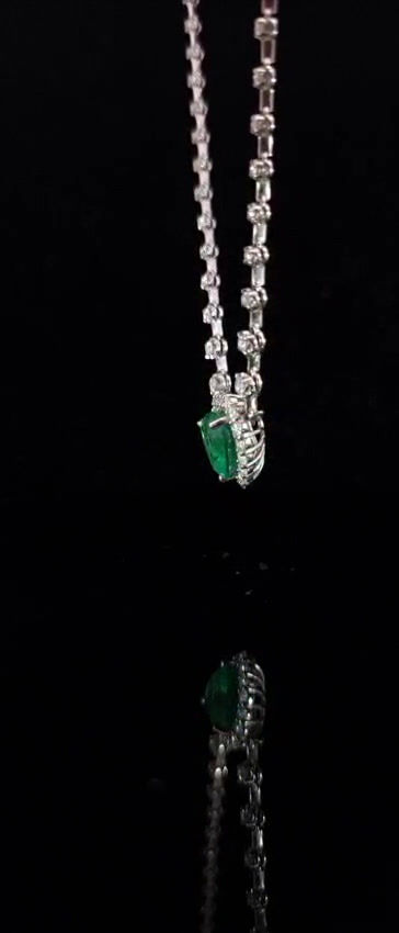 Miniatura: colar riviera brilhantes diamantes esmeralda coracao