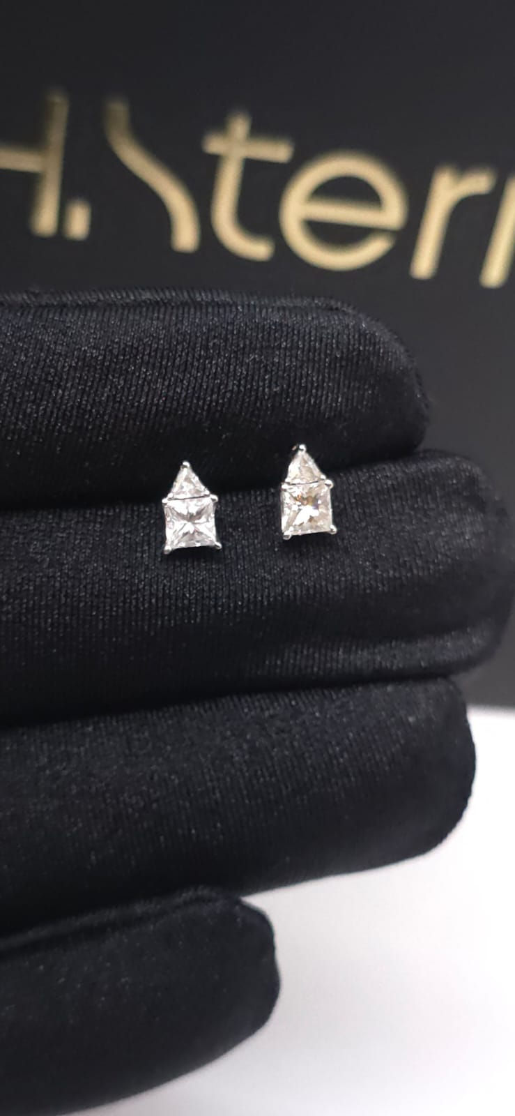 Brincos solitario brilhantes diamante princess trillion hstern H.Stern antares