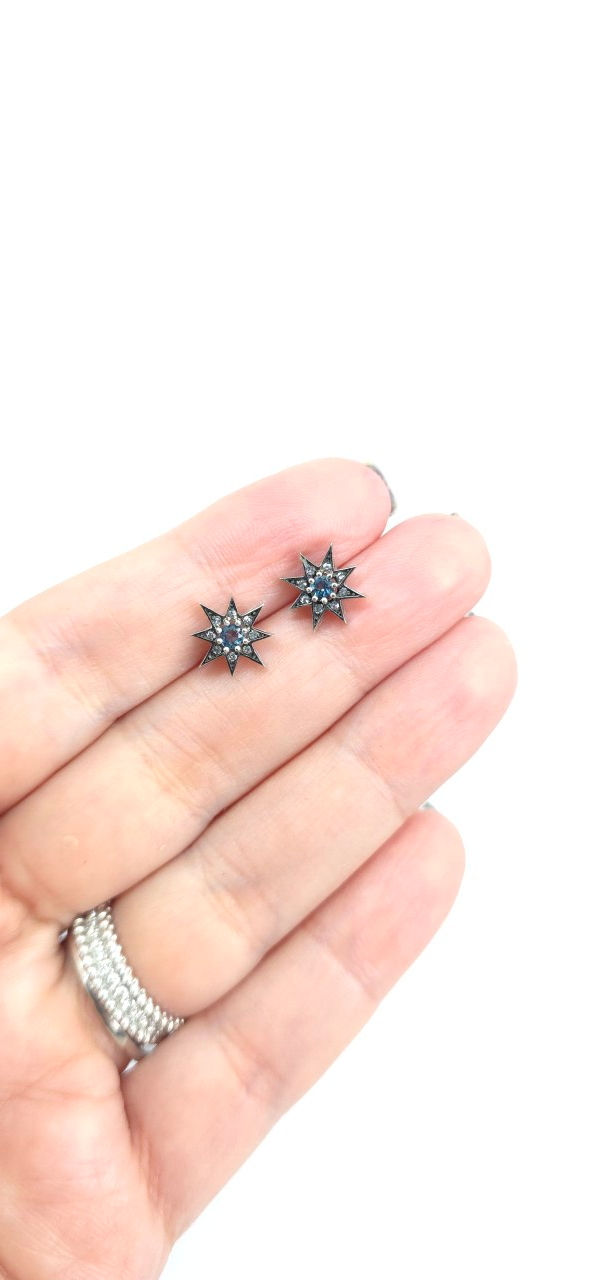 Miniatura: J.Particular - Brincos Estrela em Topázio Azul