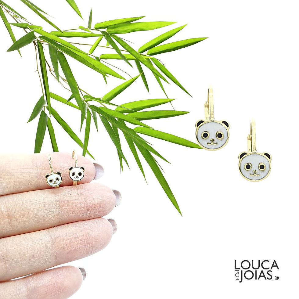 Brincos de panda ouro