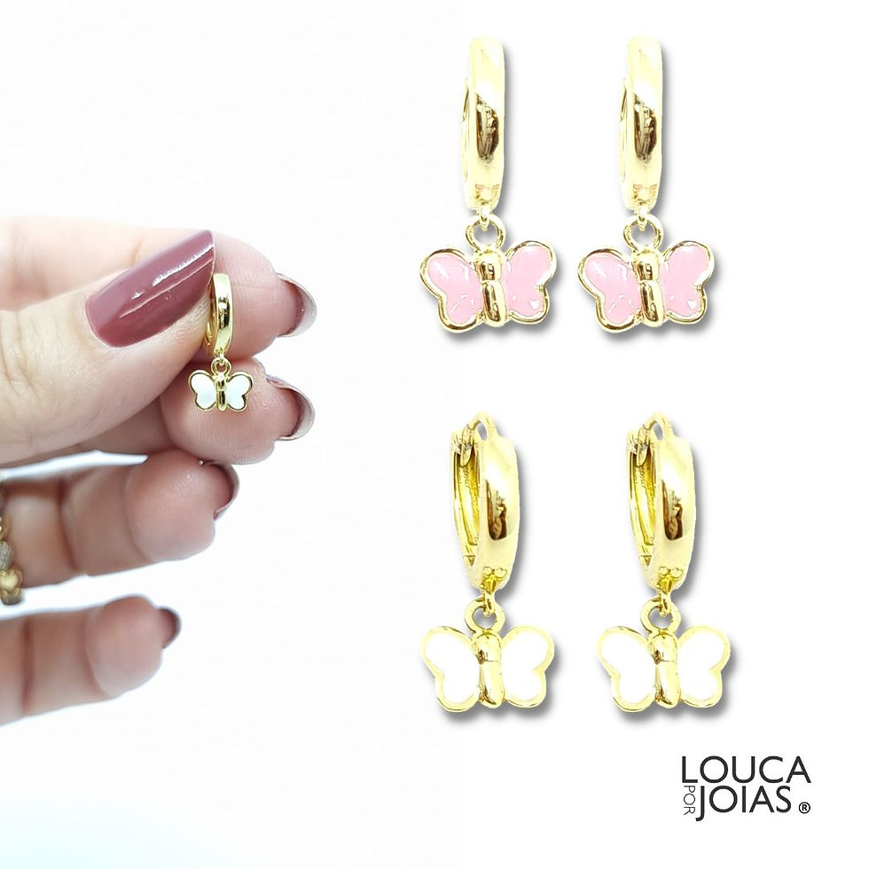 Miniatura: Brincos de borboleta  em prata e ouro