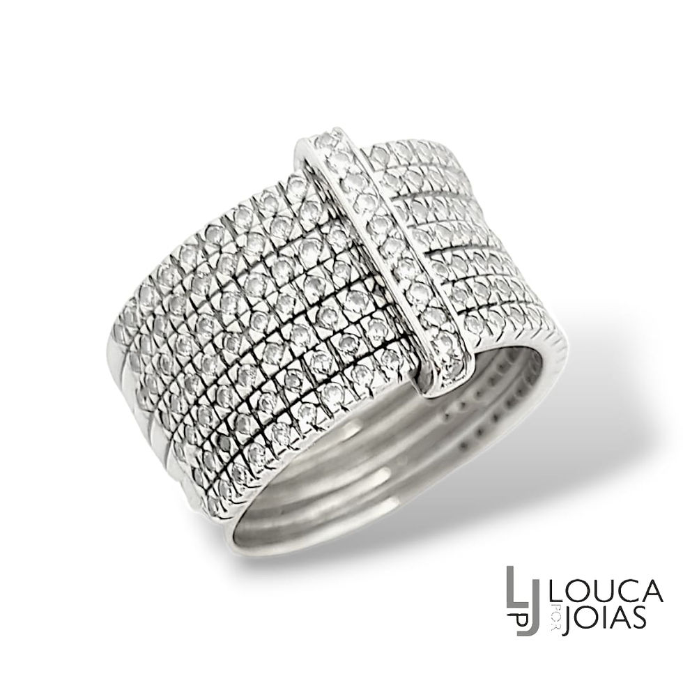 anel 7 vidas aros em diamantes brilhantes ouro branco