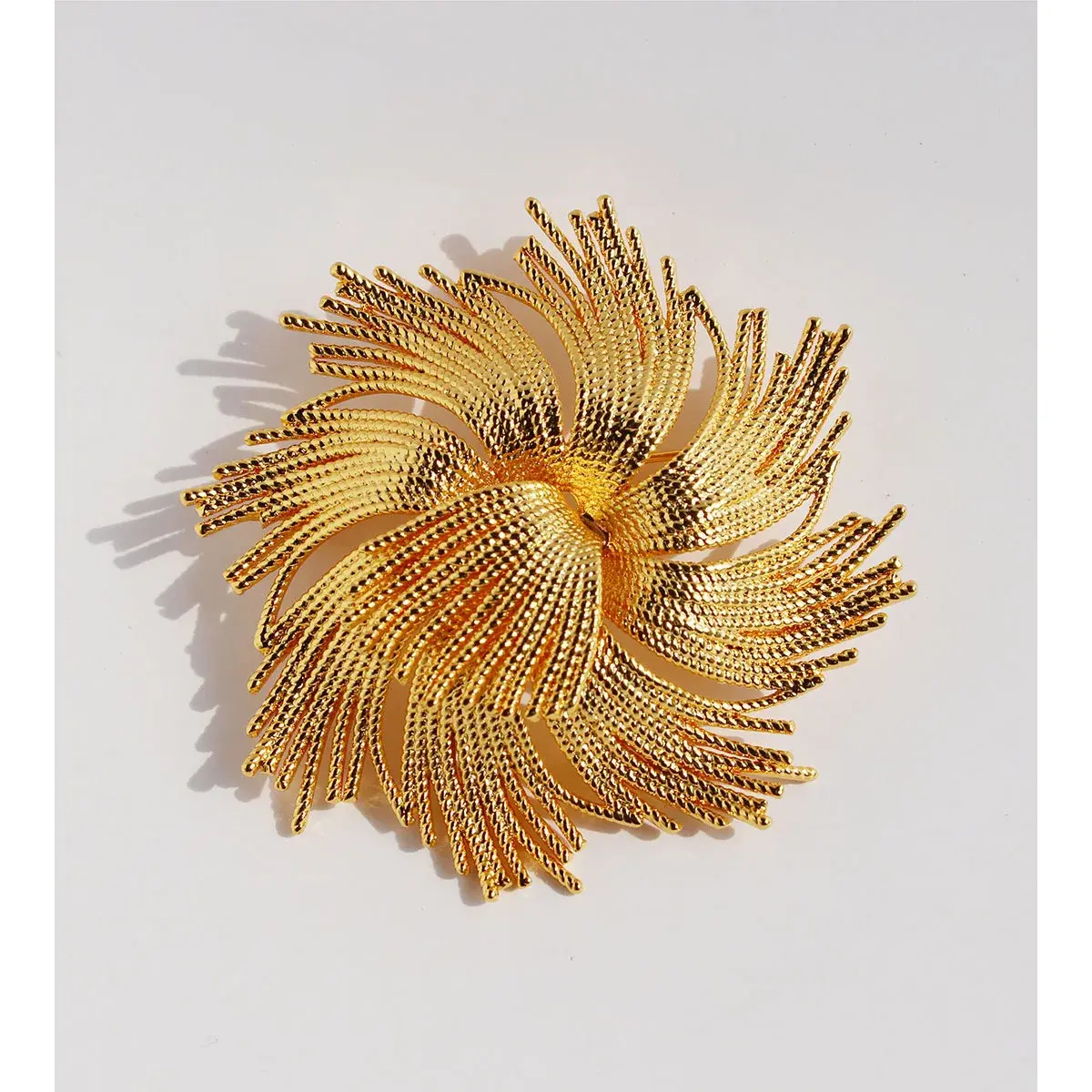 24K Copper plated gold medieval brooch exaggerated heavy industry gold flower