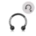 الصورة المصغرة: G23 Titanium cubic zirconia hoop Circular Barbell helix body piercing jewelry
