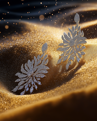 Дизайнерски диамантени обеци, акцентирани върху пясък за уникален ефект.