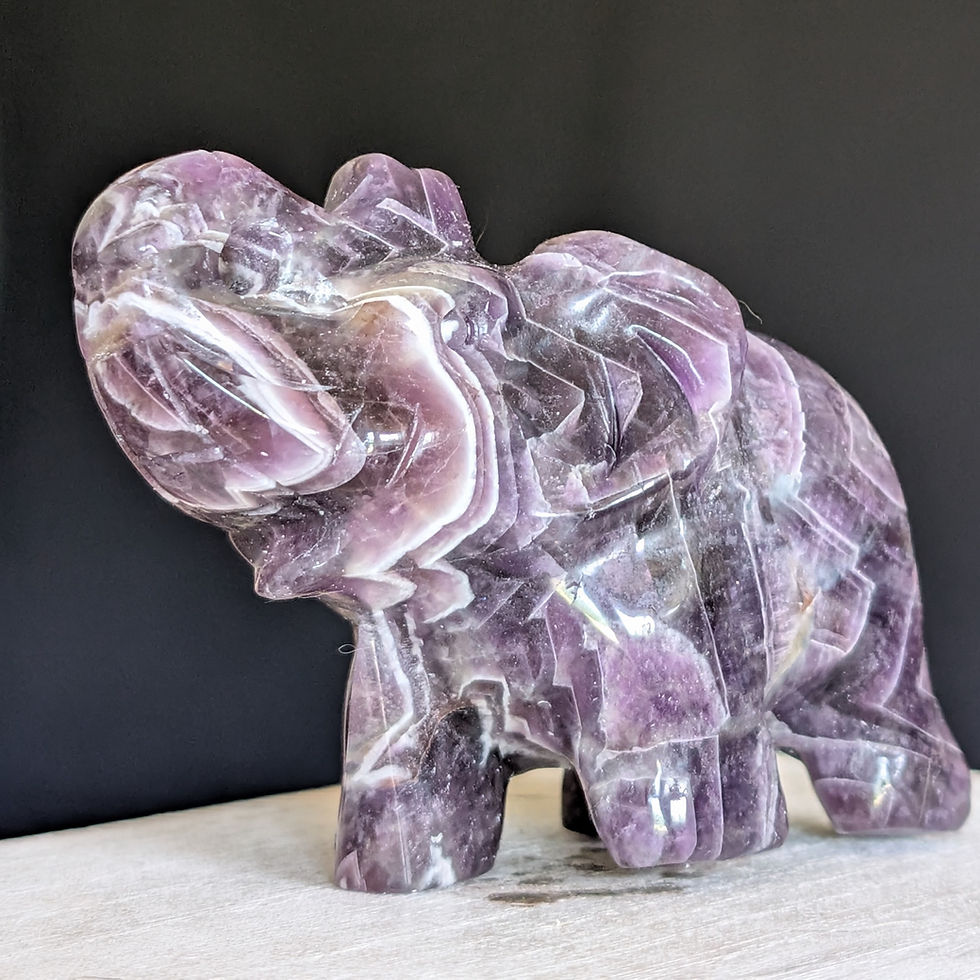 Thumbnail: Dream Chevron Amethyst Elephant Carving