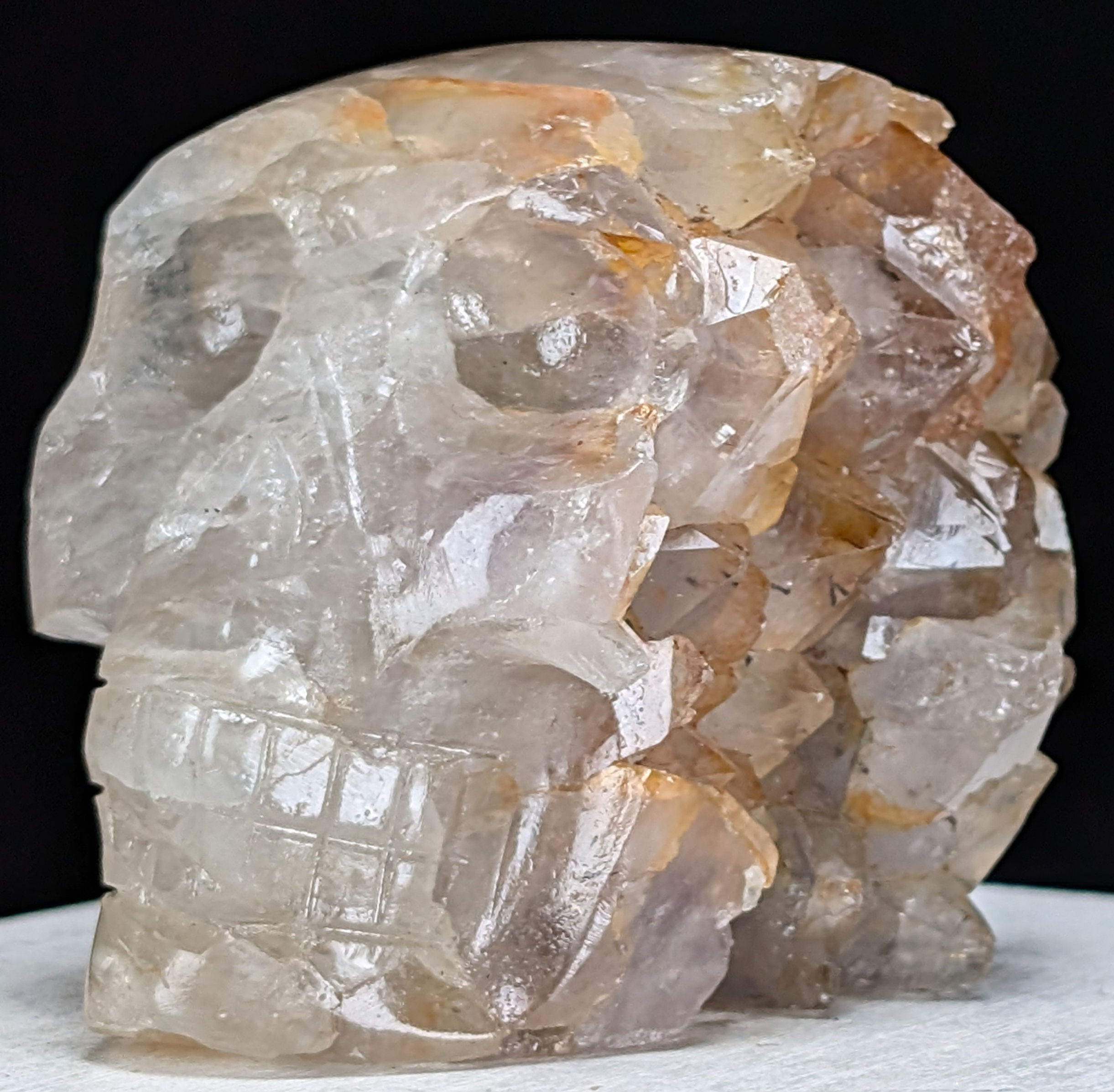 Quartz Skull Carving Geode Half Face