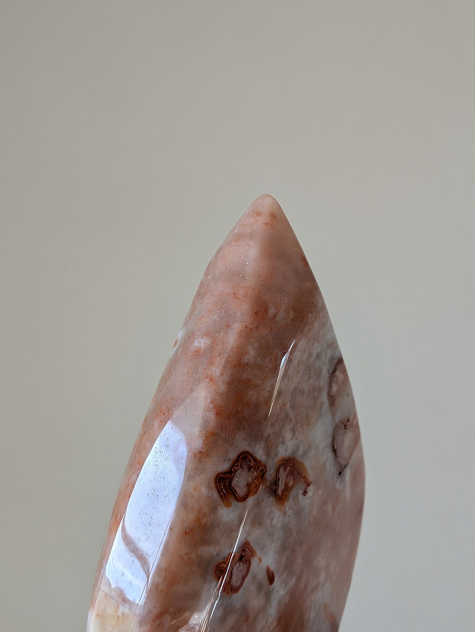 Thumbnail: Red Cherry Flower Agate Freeform Teardrop