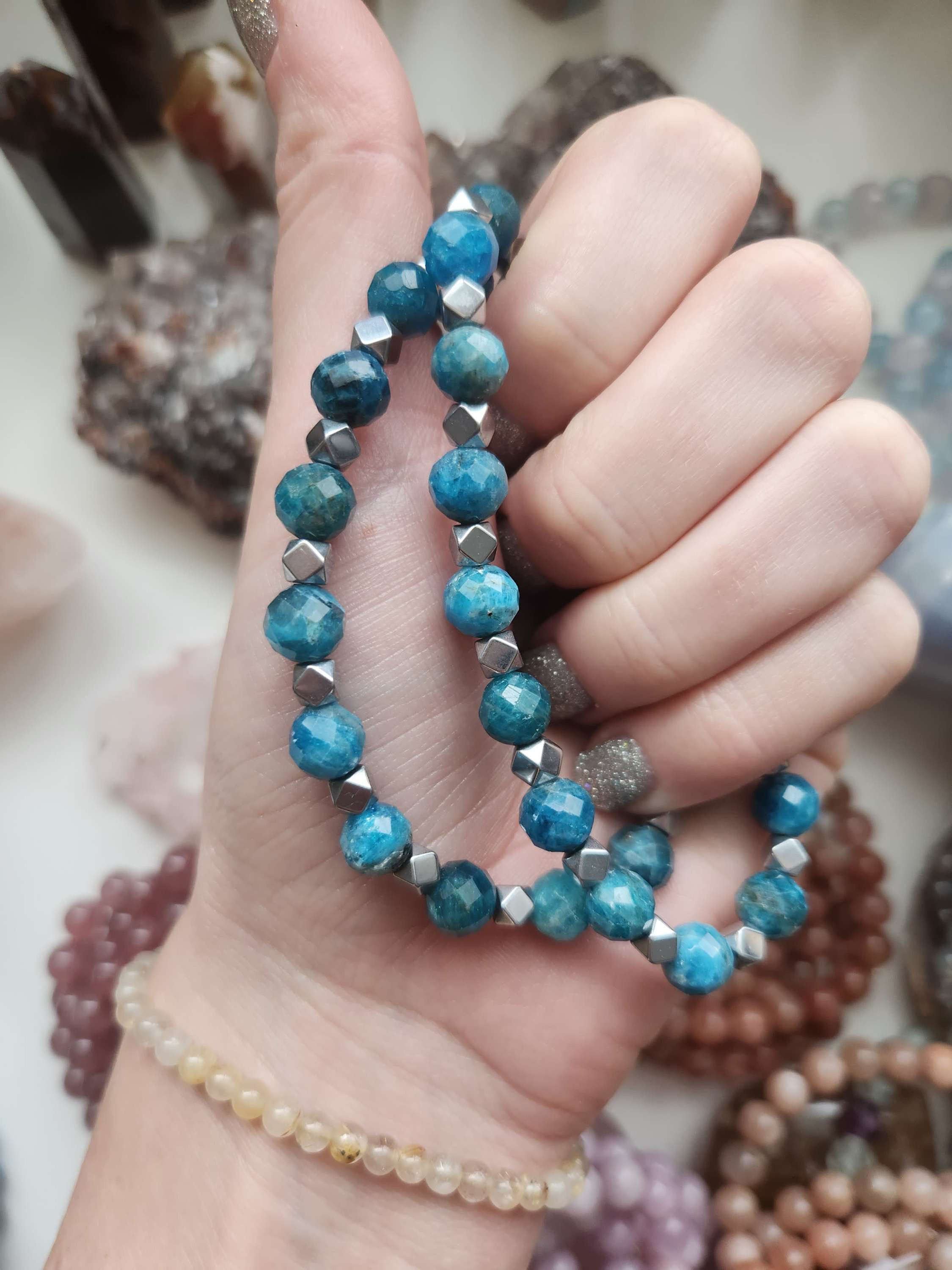 Faceted Blue Apatite Bracelet