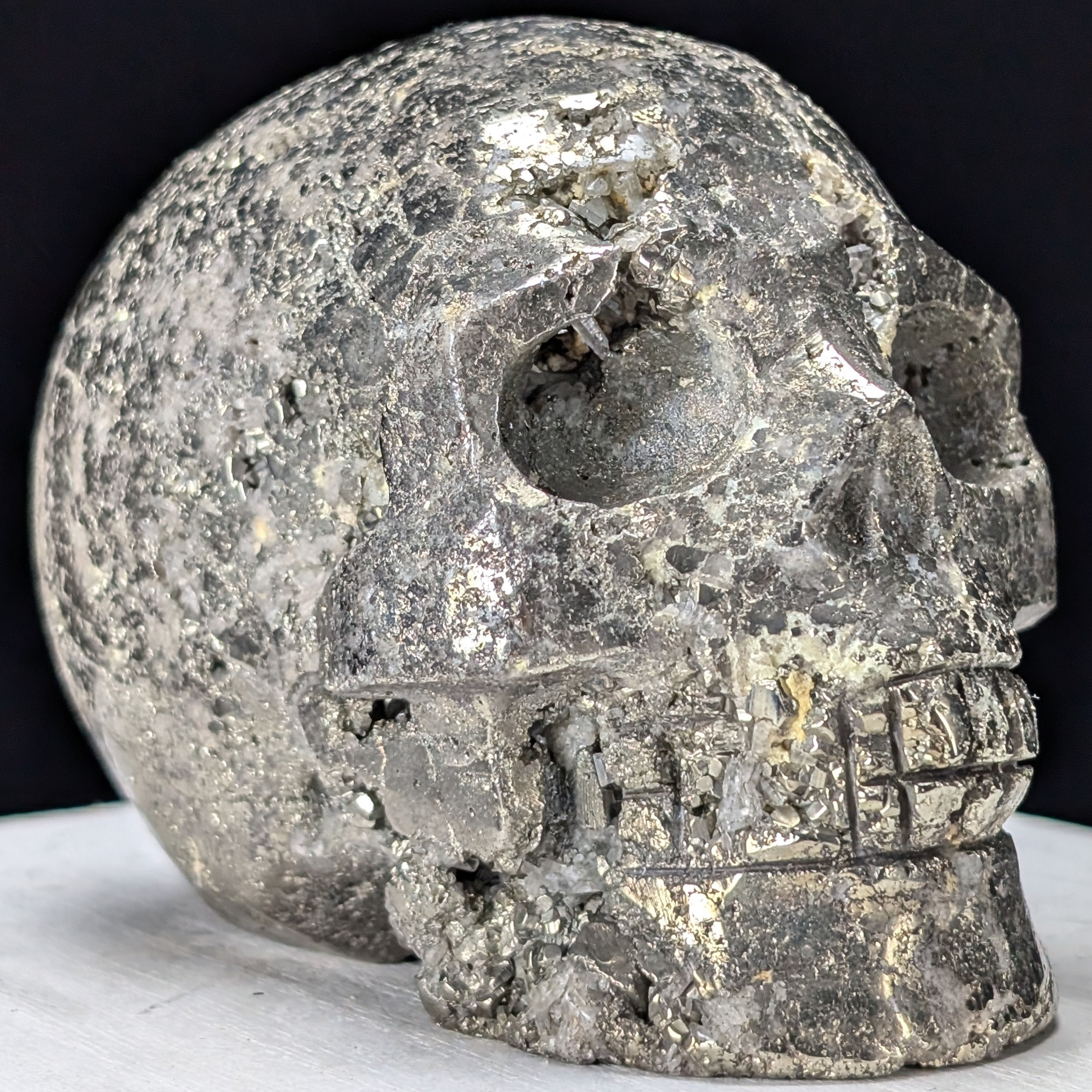 Pyrite Skull Carving