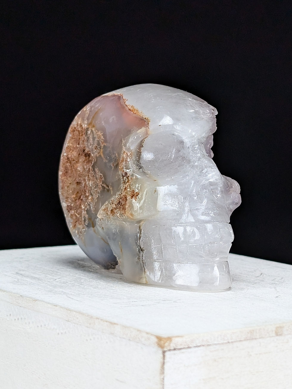 Thumbnail: Quartz Skull Carving Geode Half Face