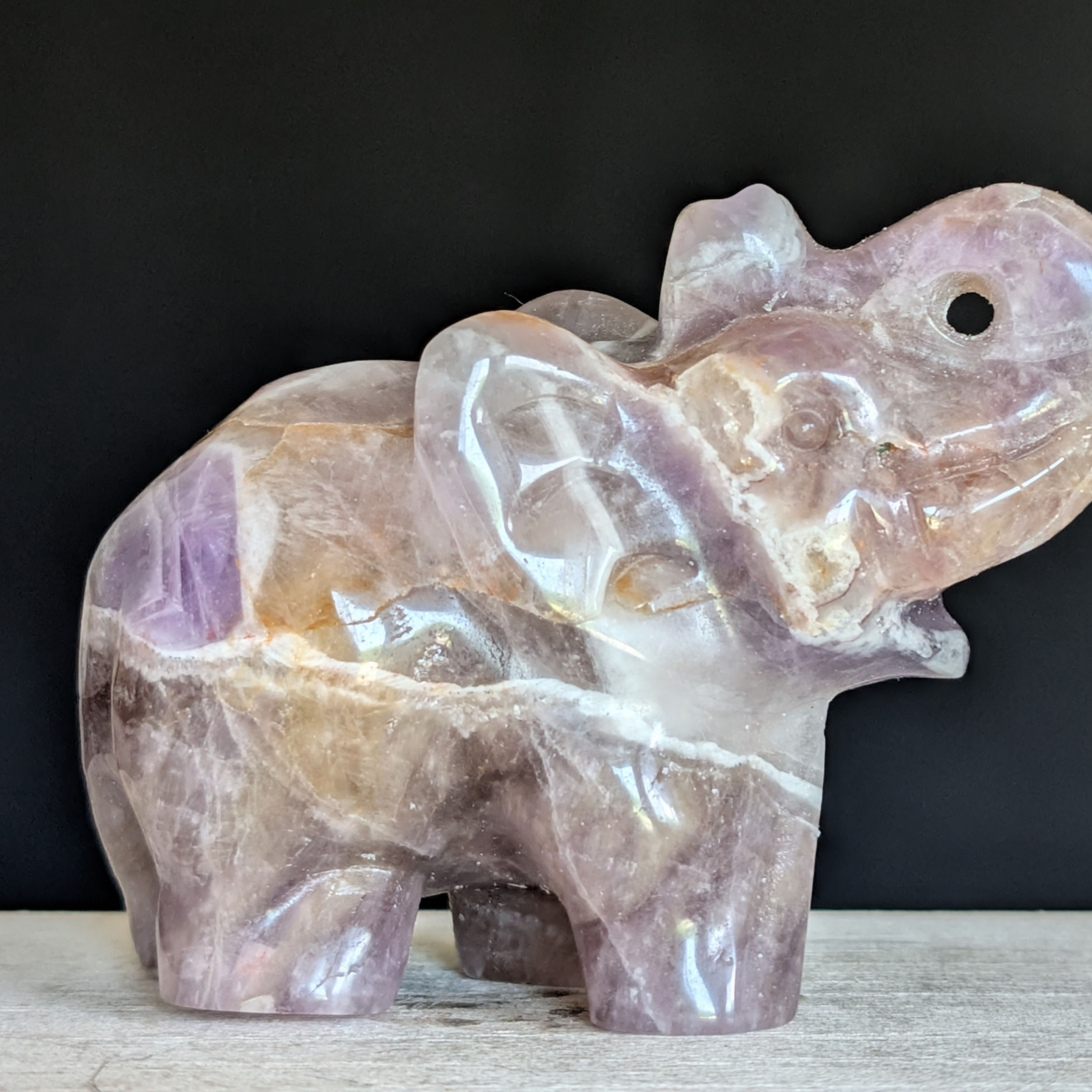 Dream Chevron Amethyst Elephant Carving