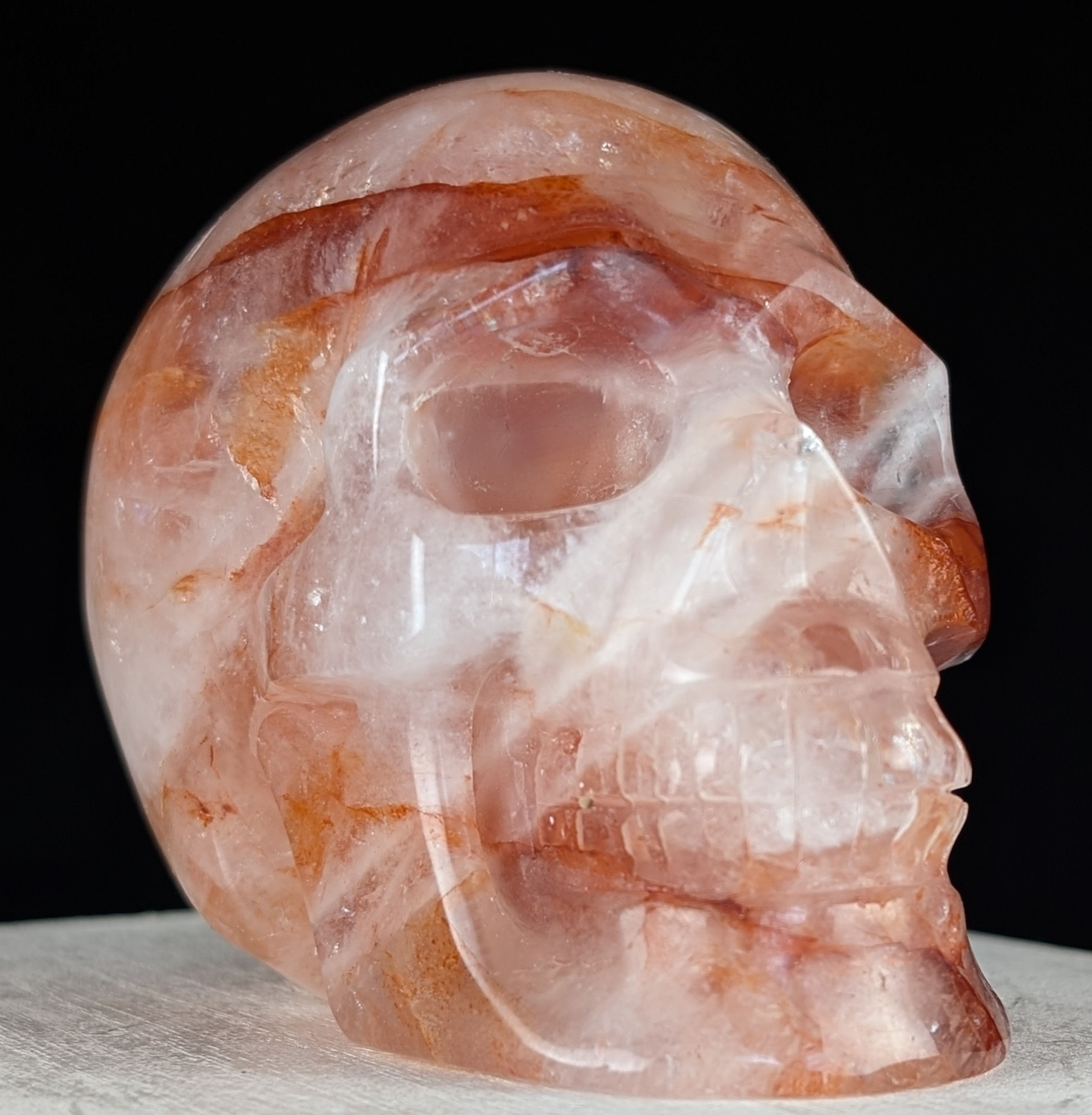 Fire Quartz Skull Carving