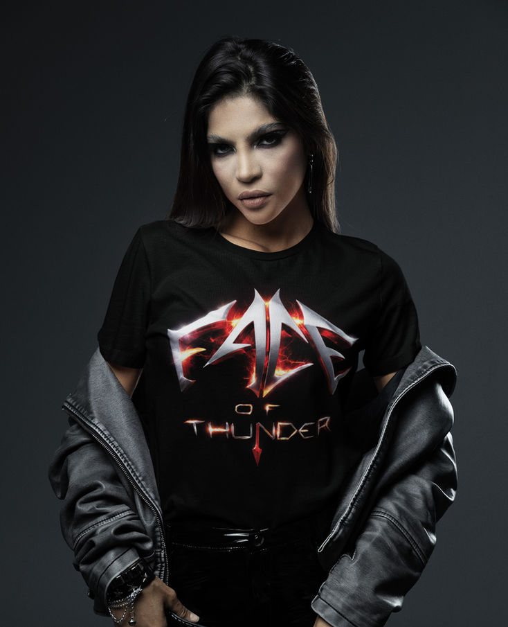 Metal band merch t-shirt mockup with original logo design