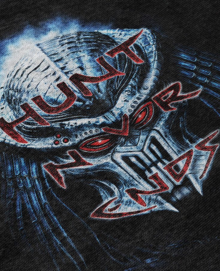 Metal band merch t-shirt mockup with original dark illustration