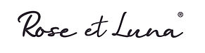 Logo de la marque Rose et Luna, écrit en noir, avec une typographie élégante et moderne.