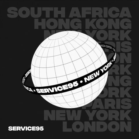 a spinning planet, the logo for Service 95