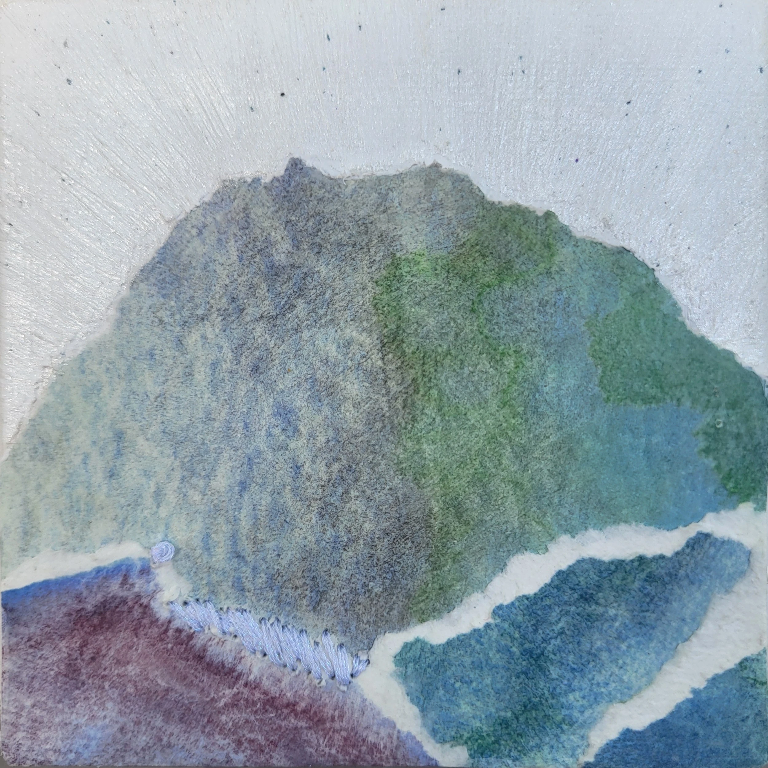 abstract art piece of blue, green and purple watercolour shapes