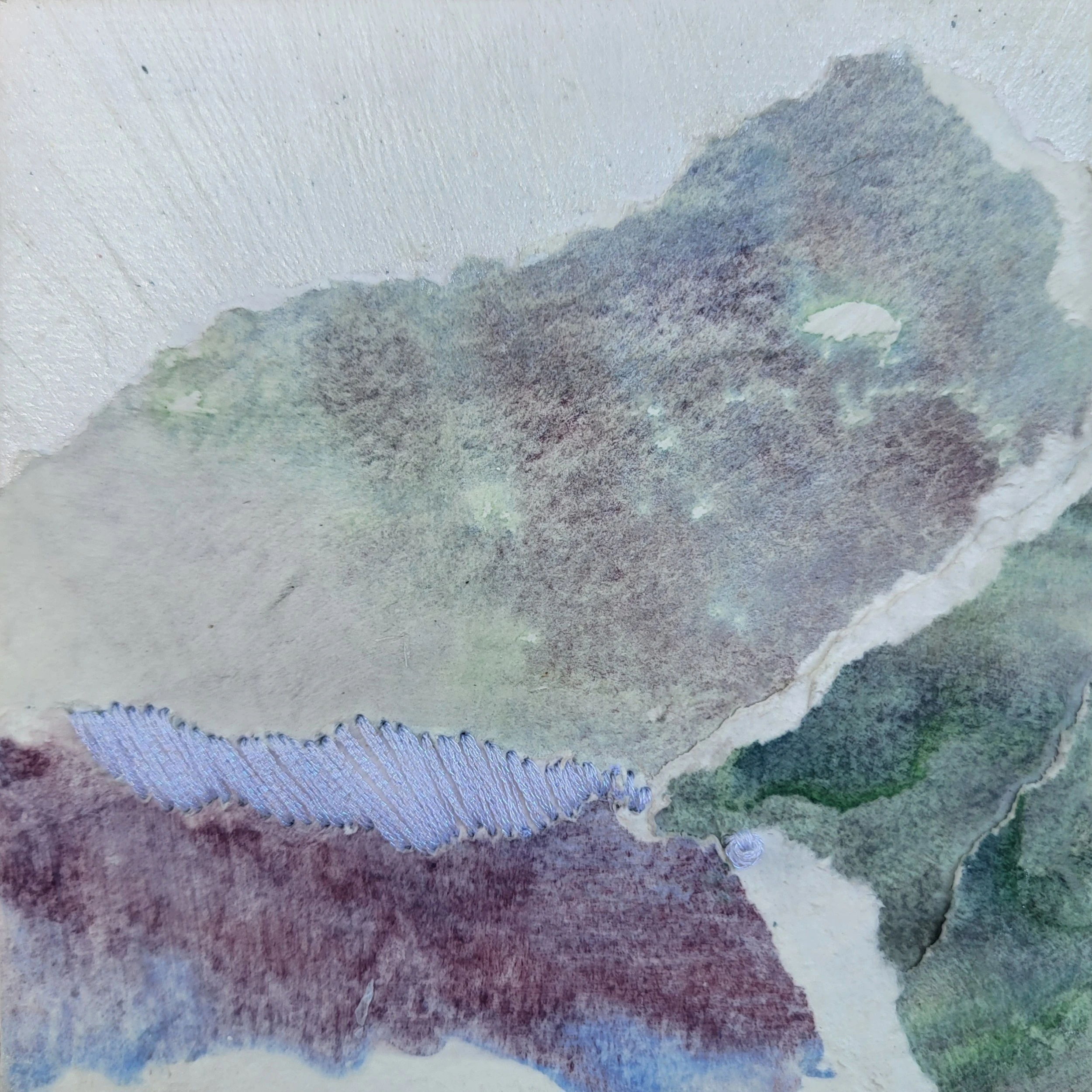 abstract art piece of blue, green and purple watercolour shapes