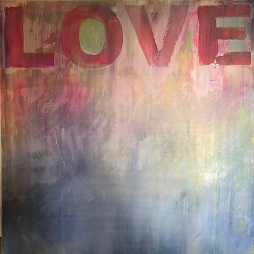 Love in Blue -80x80 canvas | Carmel Cross Art