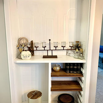 Walnut shelves for a built in butler pantry