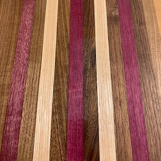 Walnut, Purple heart, and hickory edge grain cutting board