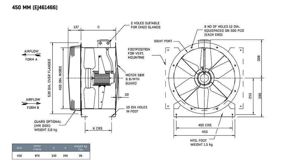 Thumbnail: FLAKT WOODS 45JM/​16/​4/​5/​30/​1PH - EJ461466 LONG CASED AXIAL FLOW FAN