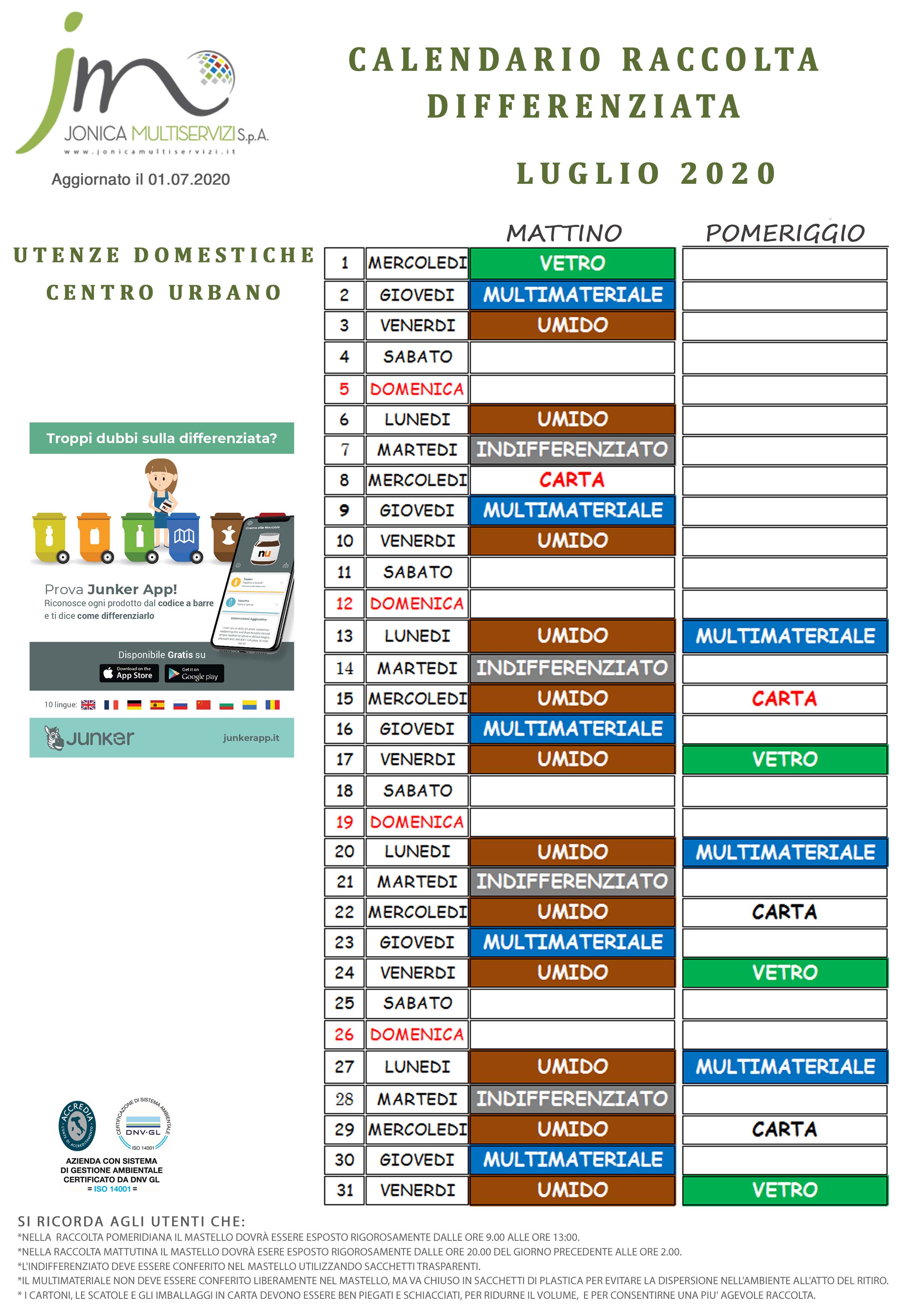 Raccolta differenziata Jonica Multiservizi