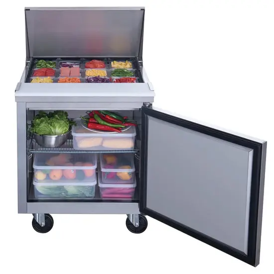 Thumbnail: 1 Door Commercial Salad & Sandwich Food Prep Table Refrigerator w Cold Topping