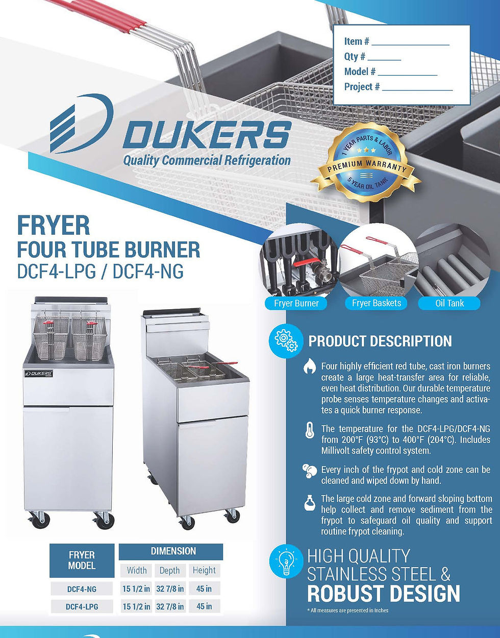 Thumbnail: Liquid Propane Gas Fryer with 4 Tube Burners