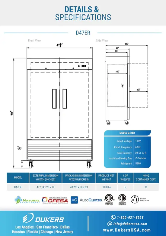 Thumbnail: D47ER Compact 2-Door Shallow Depth Refrigerator