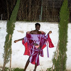 Vivienne Westwood model in the garden