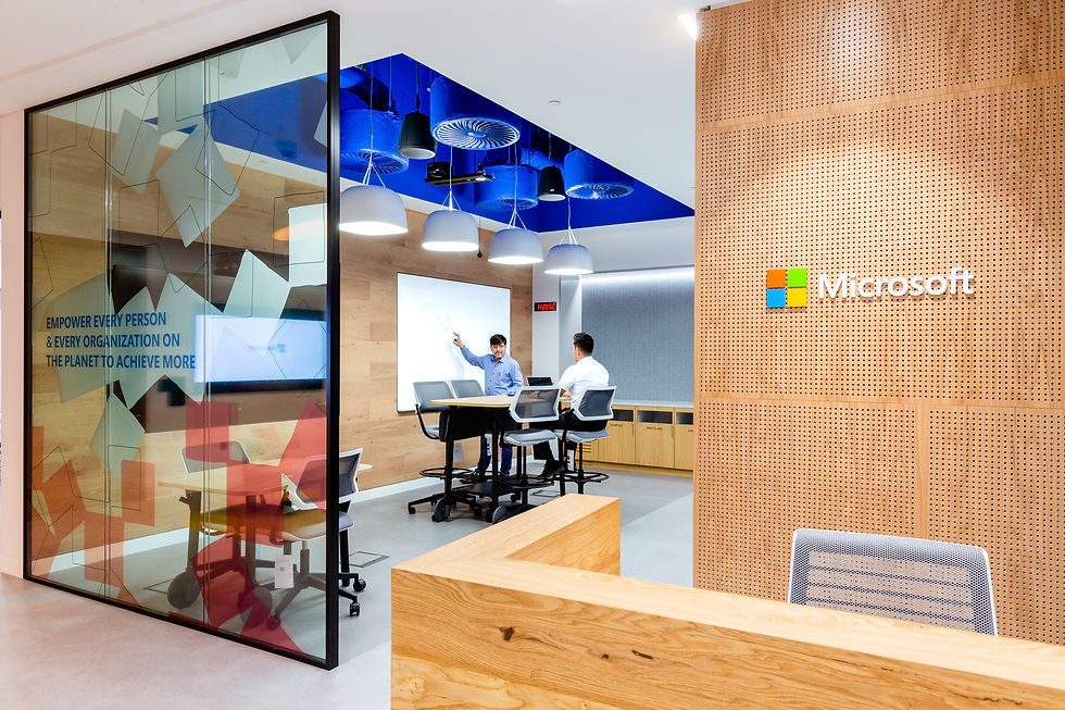 In collaboration with Microsoft, we delivered a project that integrates technology-driven innovation, functionality, and brand-aligned design. Guided by a shared vision, our teams created a dynamic workspace that enhances team collaboration, productivity, and operational efficiency, reflecting Microsoft’s commitment to excellence and forward-thinking corporate culture. Every detail was meticulously crafted to support both employees and strategic objectives.