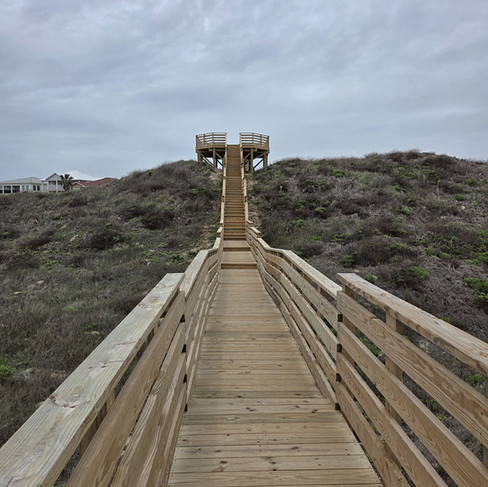First Section of boardwalk and flights of stairs between the vacation rental and the beach
