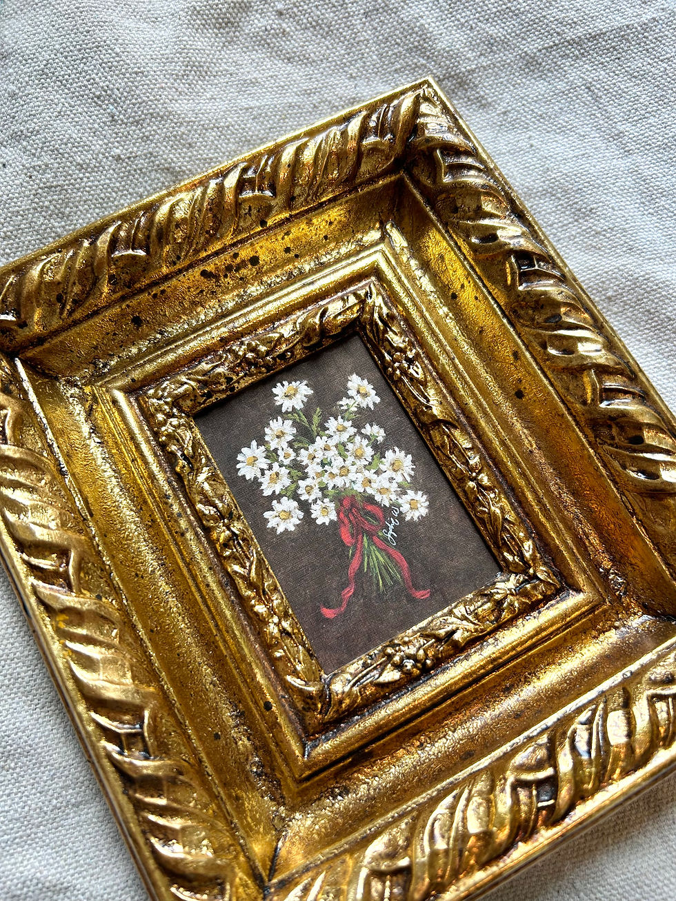 Thumbnail: “Petals Tied in Rouge” Framed Print