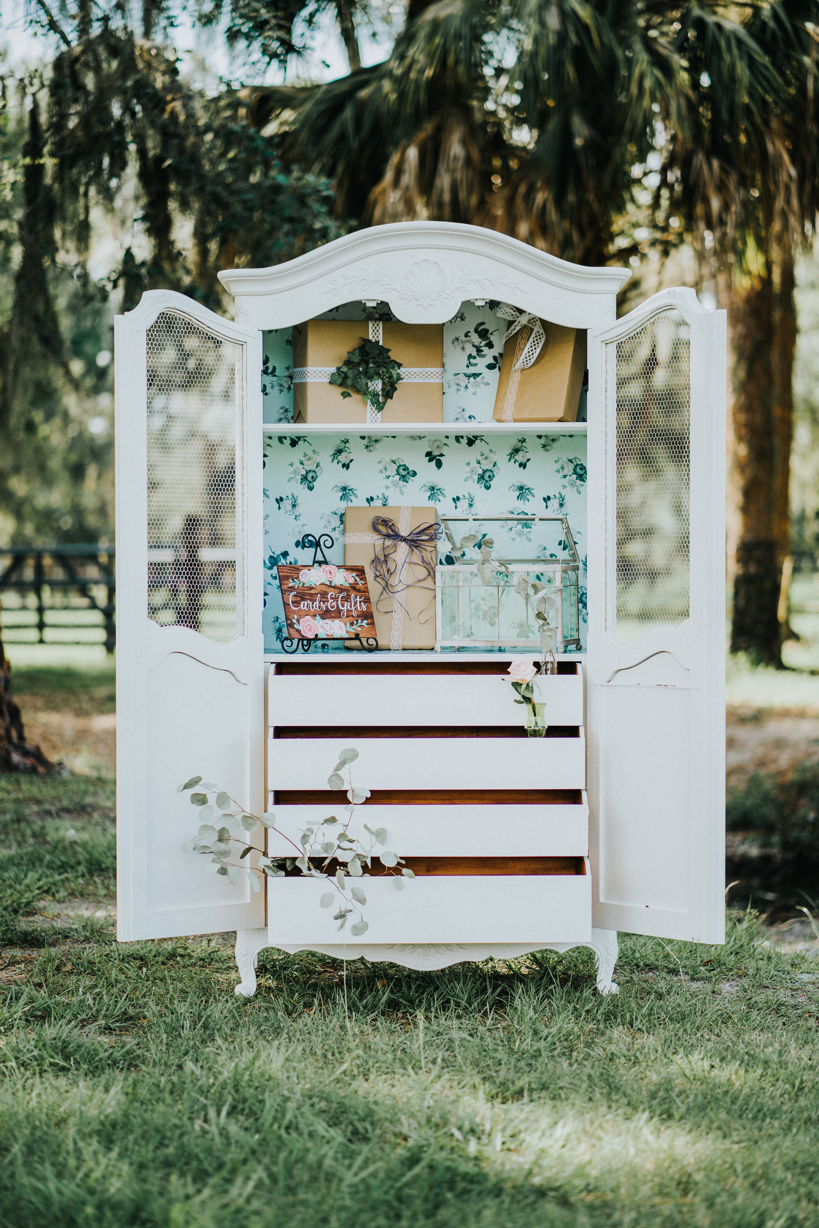 White Antique-style Armoire - $85